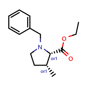 Chemical structure of Cis-ethyl 1-benzyl-3-methylpyrrolidine-2-carboxylate , CAS 186586-66-3, AChemBlock AD273076