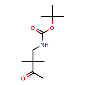 Chemical structure of tert-Butyl 2,2-dimethyl-3-oxobutylcarbamate , CAS 2004431-37-0, AChemBlock AD273083