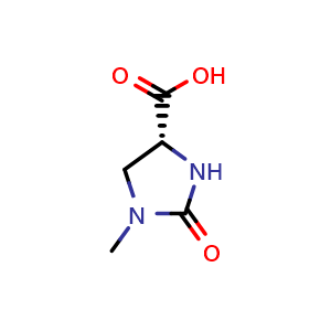 Chemical structure of (R)-1-Methyl-2-oxoimidazolidine-4-carboxylic acid , CAS 2736934-15-7, AChemBlock AD273094
