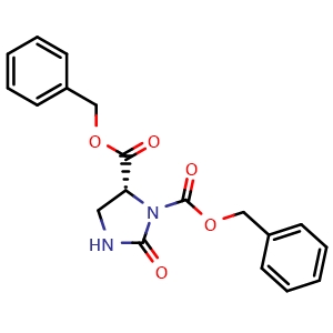 Chemical structure of (R)-dibenzyl 2-oxoimidazolidine-1,5-dicarboxylate , CAS 3059847-00-3, AChemBlock AD273096