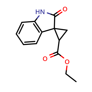 Chemical structure of Ethyl 2'-oxospiro[cyclopropane-1,3'-indoline]-2-carboxylate , CAS 67503-06-4, AChemBlock AD273098