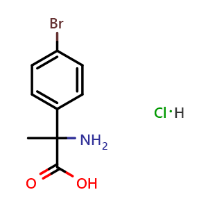 Chemical structure of 2-Amino-2-(4-bromophenyl)propanoic acid hydrochloride , CAS 72408-61-8, AChemBlock AD273100