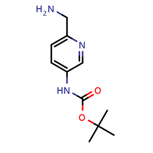 Chemical structure of tert-Butyl (6-(aminomethyl)pyridin-3-yl)carbamate , CAS 871471-00-0, AChemBlock AD273106