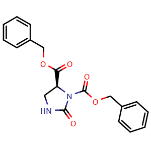 Chemical structure of (S)-dibenzyl 2-oxoimidazolidine-1,5-dicarboxylate , CAS 89384-29-2, AChemBlock AD273107