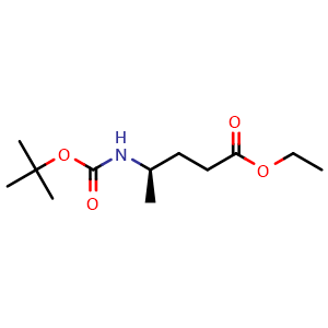 Chemical structure of ethyl (R)-4-((tert-butoxycarbonyl)amino)pentanoate , CAS 926622-85-7, AChemBlock AD273108