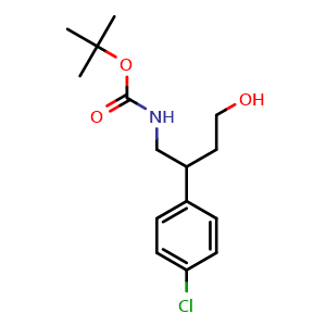 Chemical structure of tert-Butyl (2-(4-chlorophenyl)-4-hydroxybutyl)carbamate , CAS 229182-24-5, AChemBlock AD273117