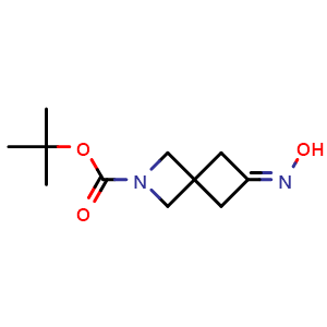 Chemical structure of tert-butyl 6-(hydroxyimino)-2-azaspiro[3.3]heptane-2-carboxylate , CAS 2365487-70-1, AChemBlock AD273118