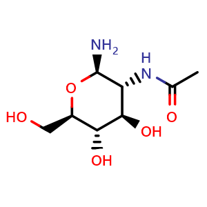 Chemical structure of 2-Acetamido-2-deoxy-beta-D-glucopyranosyl amine , CAS 4229-38-3, AChemBlock AD273119