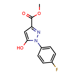 Chemical structure of Methyl 1-(4-fluorophenyl)-5-hydroxy-1H-pyrazole-3-carboxylate , CAS 1007073-76-8, AChemBlock AD273122