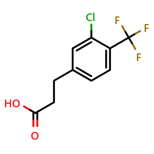 Chemical structure of 3-(3-Chloro-4-(trifluoromethyl)phenyl)propanoic acid , CAS 1036395-80-8, AChemBlock AD273123