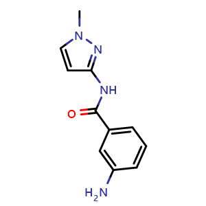 Chemical structure of 3-Amino-N-(1-methyl-1H-pyrazol-3-yl)benzamide , CAS 1183486-98-7, AChemBlock AD273127