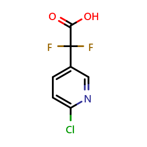 Chemical structure of 2-(6-Chloropyridin-3-yl)-2,2-difluoroacetic acid , CAS 1240618-39-6, AChemBlock AD273130
