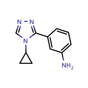 Chemical structure of 3-(4-Cyclopropyl-4H-1,2,4-triazol-3-yl)aniline , CAS 1249359-62-3, AChemBlock AD273132