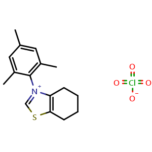 Chemical structure of 3-Mesityl-4,5,6,7-tetrahydrobenzo[d]thiazol-3-ium perchlorate , CAS 1341774-61-5, AChemBlock AD273136