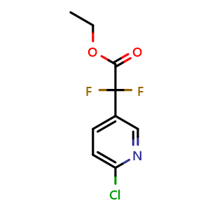 Chemical structure of Ethyl 2-(6-chloropyridin-3-yl)-2,2-difluoroacetate , CAS 1397008-33-1, AChemBlock AD273138