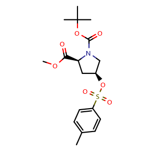 Chemical structure of 1-(1,1-Dimethylethyl) 2-methyl (2S,4S)-4-[[(4-methylphenyl)sulfonyl]oxy]-1,2-pyrrolidinedicarboxylate , CAS 146060-25-5, AChemBlock AD273141