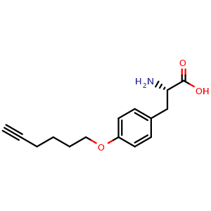 Chemical structure of (S)-2-Amino-3-(4-(hex-5-yn-1-yloxy)phenyl)propanoic acid , CAS 1803461-80-4, AChemBlock AD273149