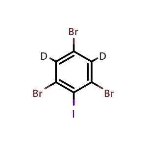 Chemical structure of 1,3,5-Tribromo-2-iodobenzene-4,6-d2 , CAS 1807485-79-5, AChemBlock AD273151