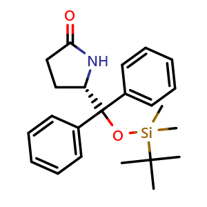 Chemical structure of (S)-5-(((tert-butyldimethylsilyl)oxy)diphenylmethyl)pyrrolidin-2-one , CAS 249617-46-7, AChemBlock AD273162