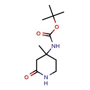 Chemical structure of tert-Butyl (4-methyl-2-oxopiperidin-4-yl)carbamate , CAS 2583908-85-2, AChemBlock AD273163