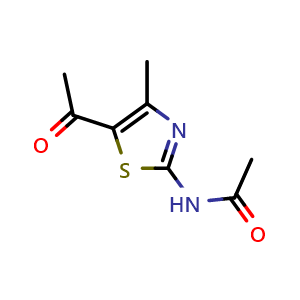Chemical structure of N-(5-Acetyl-4-methyl-1,3-thiazol-2-yl)acetamide , CAS 39884-12-3, AChemBlock AD273171