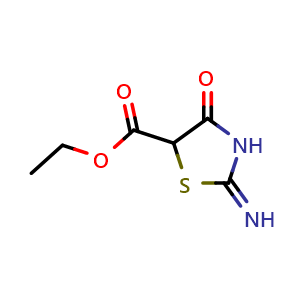 Chemical structure of Ethyl 2-imino-4-oxo-1,3-thiazolidine-5-carboxylate , CAS 5425-41-2, AChemBlock AD273174