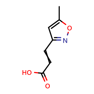 Chemical structure of 3-(5-methyl-1,2-oxazol-3-yl)prop-2-enoic acid , CAS 1065478-29-6, AChemBlock AD273192