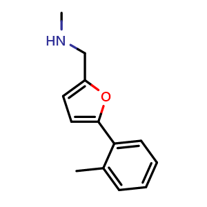 Chemical structure of N-Methyl-1-(5-(o-tolyl)furan-2-yl)methana mine , CAS 1154969-34-2, AChemBlock AD273194