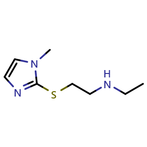 Chemical structure of Ehyl({2-(1-methyl-1H-imidazol-2-yl)sulfanylethyl})amine , CAS 1250882-68-8, AChemBlock AD273202