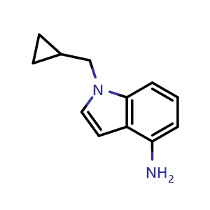 Chemical structure of 1-(Cyclopropylmethyl)-1H-indol-4-amine , CAS 1262797-30-7, AChemBlock AD273205