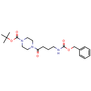 Chemical structure of tert-butyl 4-(4-(((benzyloxy)carbonyl)amino)butanoyl)piperazine-1-carboxylate , CAS 1297124-11-8, AChemBlock AD273209