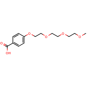 Chemical structure of 4-(2-(2-(2-methoxyethoxy)ethoxy)ethoxy)benzoic acid , CAS 135240-95-8, AChemBlock AD273215