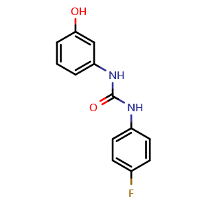 Chemical structure of 1-(4-fluorophenyl)-3-(3-hydroxyphenyl)urea , CAS 199585-00-7, AChemBlock AD273236