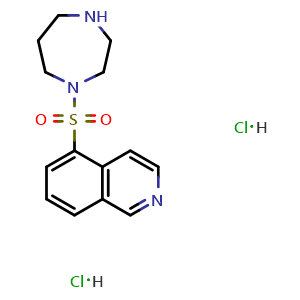 Chemical structure of 1-(5-Isoquinolinesulfonyl)-1H-hexahydro-1,4-diazepine dihydrochloride , CAS 203911-27-7, AChemBlock AD273237