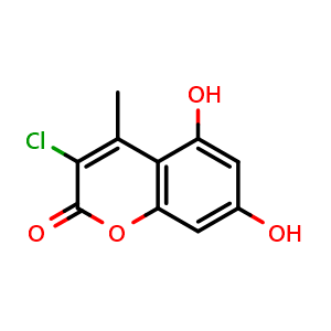 Chemical structure of 3-Chloro-5,7-dihydroxy-4-methyl-2H-chromen-2-one , CAS 22649-27-0, AChemBlock AD273242