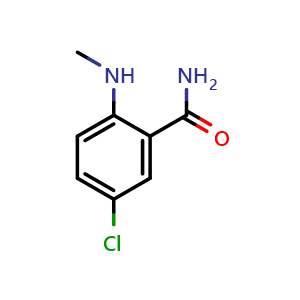 Chemical structure of 5-Chloro-2-(methylamino)benzamide , CAS 31823-19-5, AChemBlock AD273256