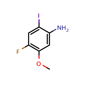 Chemical structure of 4-Fluoro-2-iodo-5-methoxy-phenylamine , CAS 343579-01-1, AChemBlock AD273260
