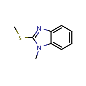 Chemical structure of 1-methyl-2-(methylsulfanyl)-1H-1,3-benzodiazole , CAS 4344-61-0, AChemBlock AD273272