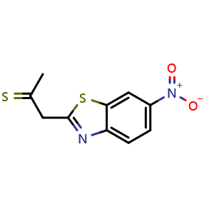 Chemical structure of 1-(6-Nitro-1,3-benzothiazol-2-yl)thioacetone , CAS 532951-91-0, AChemBlock AD273280