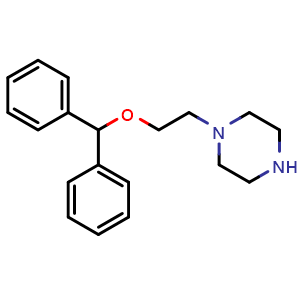 Chemical structure of 1-[2-(diphenylmethoxy)ethyl]piperazine , CAS 60703-69-7, AChemBlock AD273285