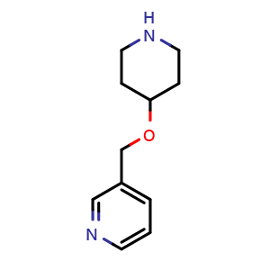 Chemical structure of 3-((Piperidin-4-yloxy)methyl)pyridine , CAS 933716-32-6, AChemBlock AD273310