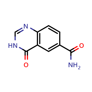 Chemical structure of 4-oxo-3,4-dihydroquinazoline-6-carboxamide , CAS 150454-06-1, AChemBlock AD273318