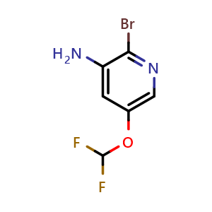 Chemical structure of 2-Bromo-5-[(difluoromethyl)oxy]pyridin-3-amine , AChemBlock AD273347
