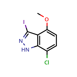 Chemical structure of 7-Chloro-3-iodo-4-methoxy-1H-indazole , AChemBlock AD273357