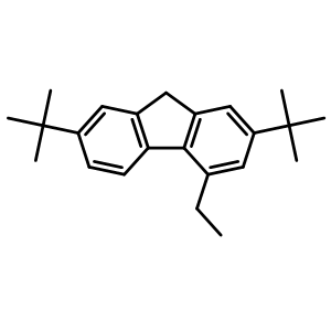 Chemical structure of 2,7-Di-tert-Butyl-4-ethyl-9H-fluorene , AChemBlock AD273361