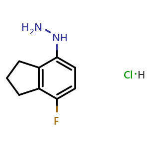 Chemical structure of (7-Fluoro-4-indanyl)hydrazine hydrochloride , AChemBlock AD273363