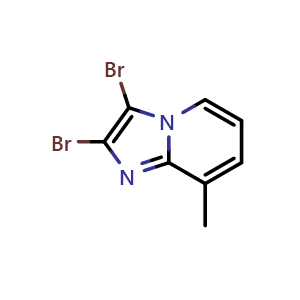 Chemical structure of 2,3-Dibromo-8-methylimidazo[1,2-a]pyridine , AChemBlock AD273368