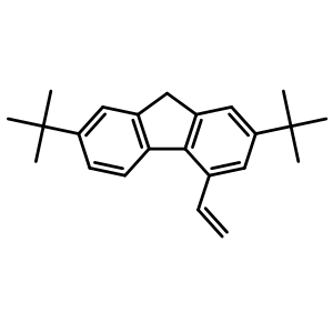 Chemical structure of 2,7-Di-tert-butyl-4-vinyl-9H-fluorene , AChemBlock AD273373