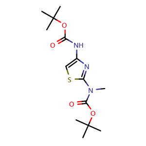 Chemical structure of N2,N4-Di-Boc-N2-methylthiazole-2,4-diamine , AChemBlock AD273374