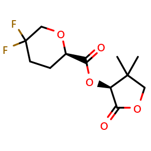 Chemical structure of (S)-(R)-4,4-Dimethyl-2-oxotetrahydrofuran-3-yl 5,5-difluorotetrahydro-2H-pyran-2-carboxylate , AChemBlock AD273379